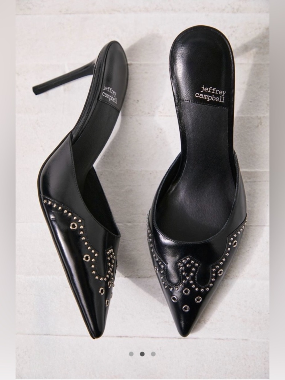 Jeffrey Campbell Black Studded Pointed-Toe Mule Heels
